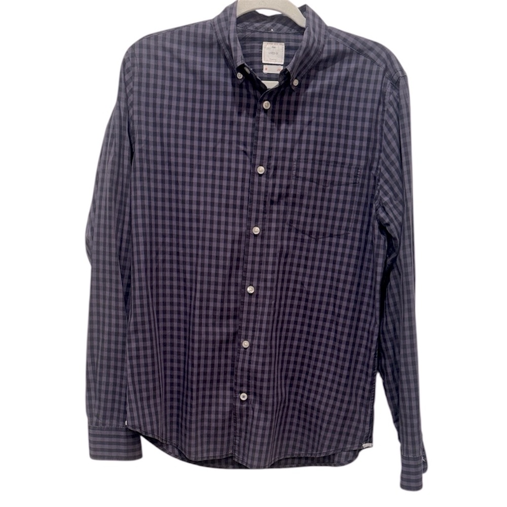 GAP Lived In Men's Medium Dark Purple Plaid Button Down Shirt